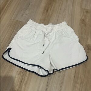 Stori White Athletic Shorts with Black Trim